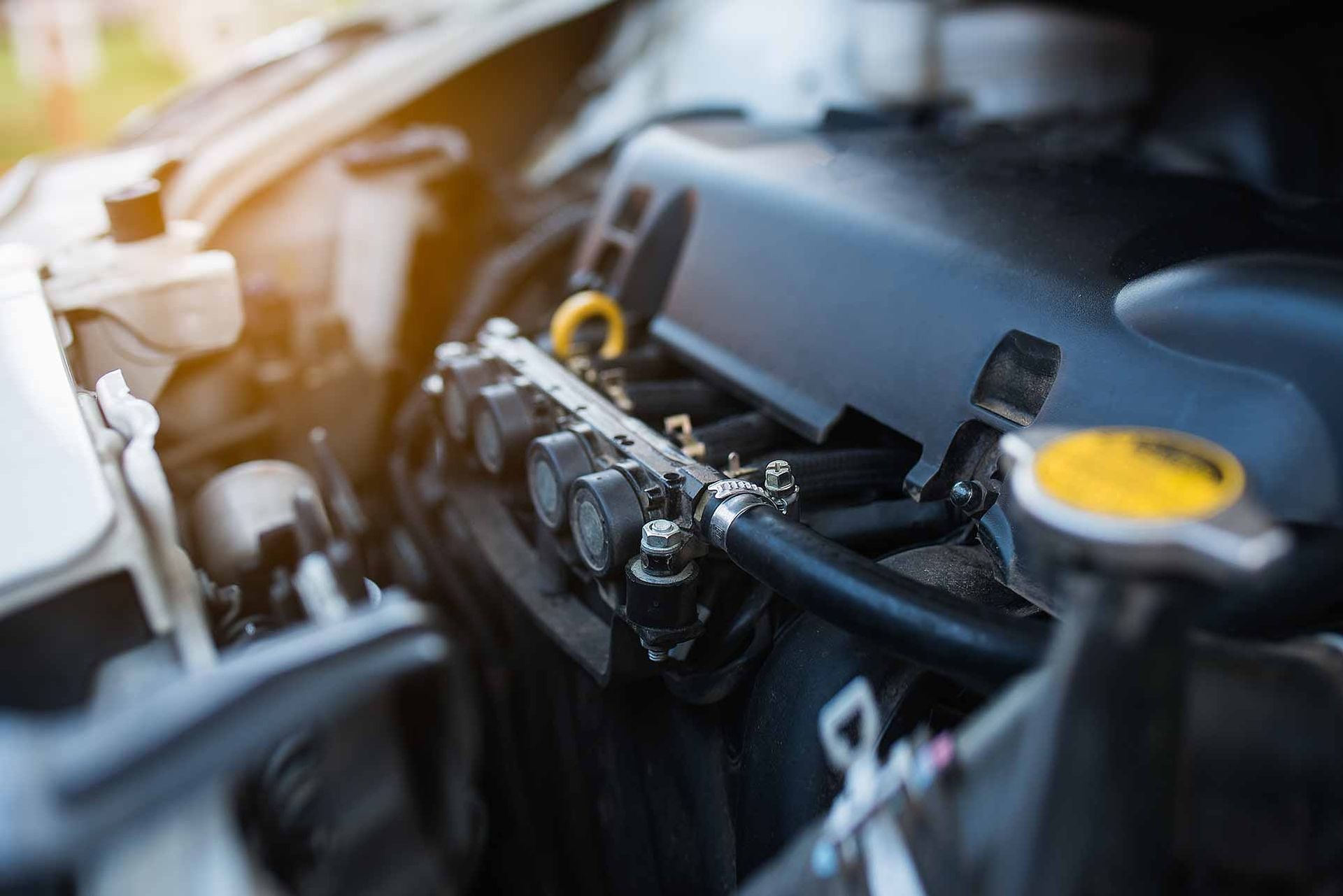 L'impianto a gas installato nel vano motore di un'automobile.